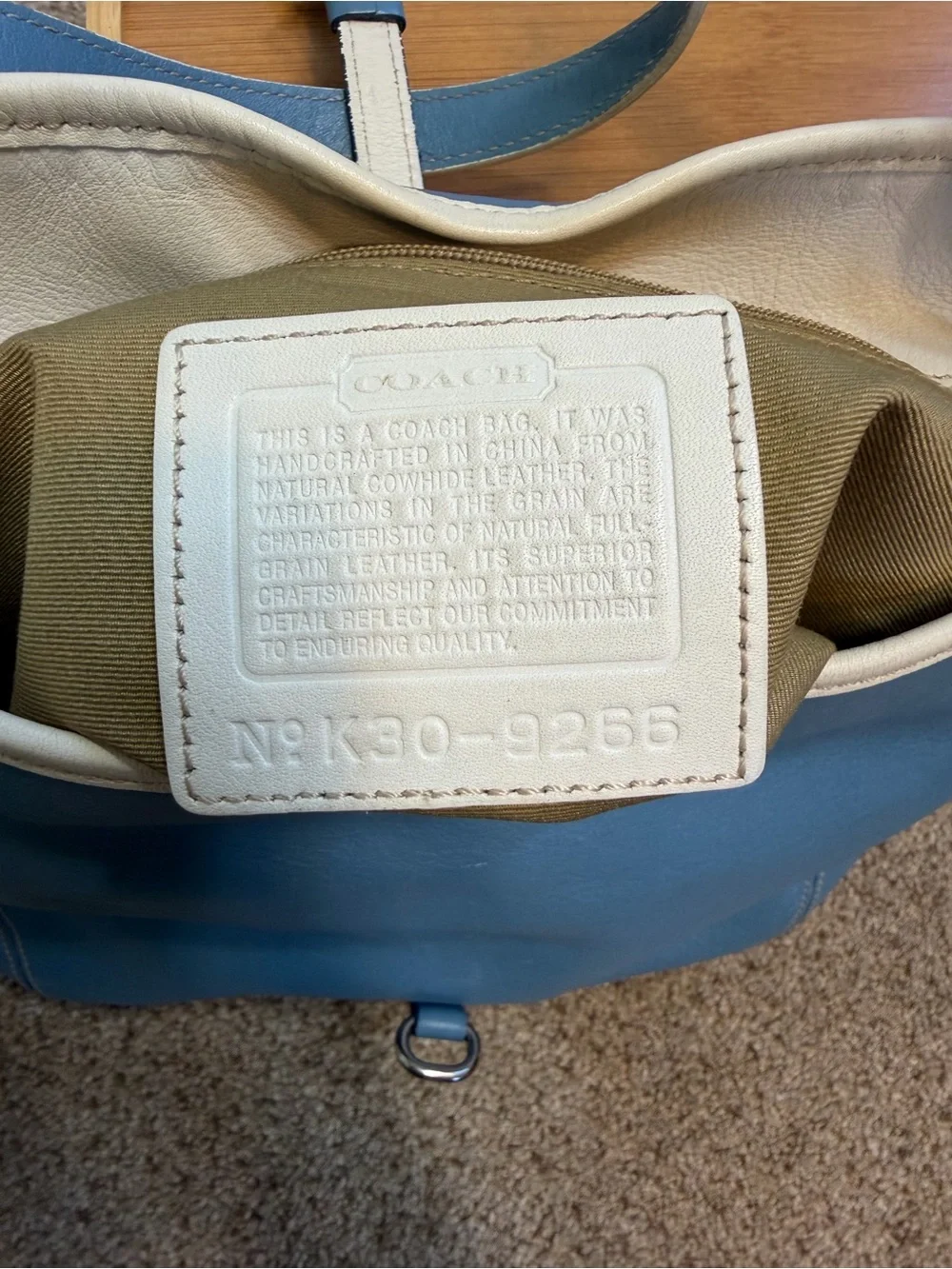 Coach Jackie Blue Leather with white  Trim
